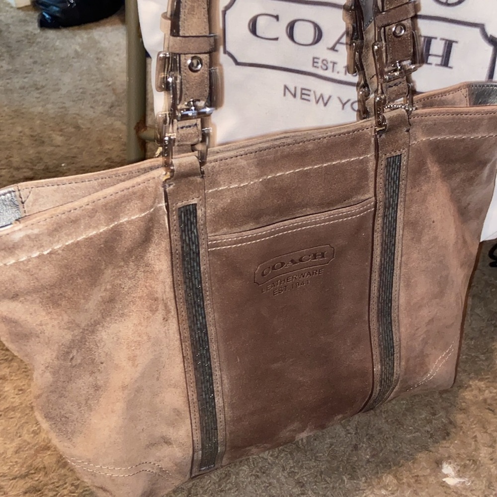 Coach EUC Vintage Limited Edition Two Tone Brown Suede Gallery Tote